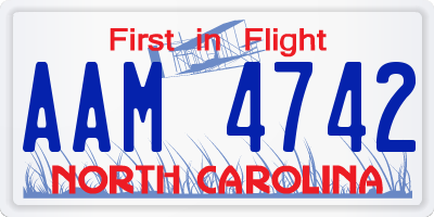 NC license plate AAM4742
