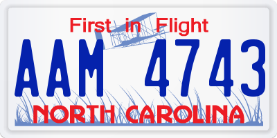 NC license plate AAM4743