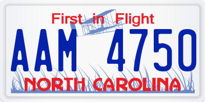 NC license plate AAM4750