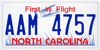 NC license plate AAM4757