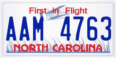 NC license plate AAM4763