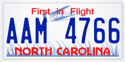 NC license plate AAM4766