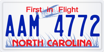 NC license plate AAM4772