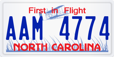 NC license plate AAM4774
