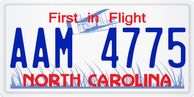 NC license plate AAM4775