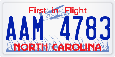NC license plate AAM4783
