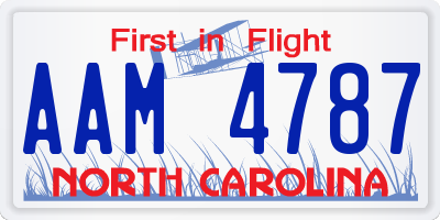 NC license plate AAM4787