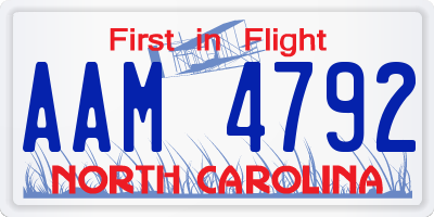 NC license plate AAM4792