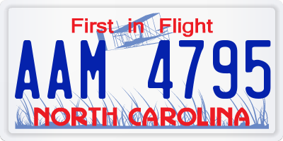 NC license plate AAM4795