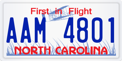 NC license plate AAM4801