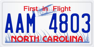 NC license plate AAM4803