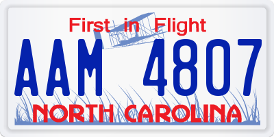 NC license plate AAM4807