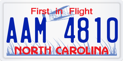NC license plate AAM4810