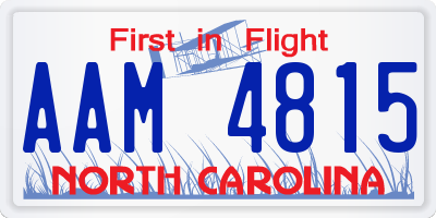 NC license plate AAM4815