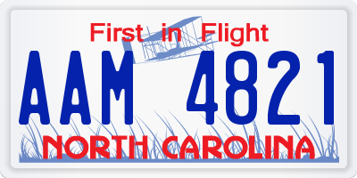 NC license plate AAM4821