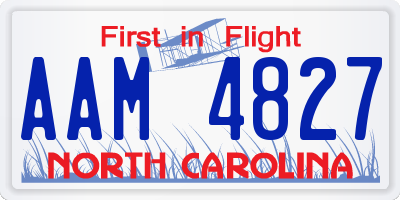 NC license plate AAM4827