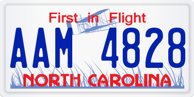NC license plate AAM4828