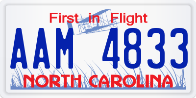 NC license plate AAM4833