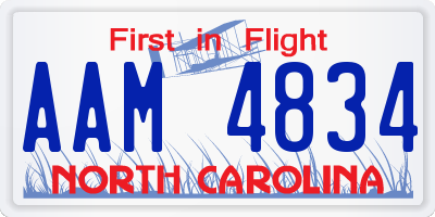 NC license plate AAM4834