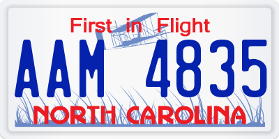 NC license plate AAM4835