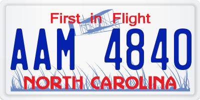 NC license plate AAM4840