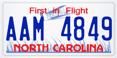 NC license plate AAM4849