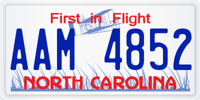NC license plate AAM4852