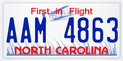 NC license plate AAM4863