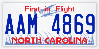 NC license plate AAM4869