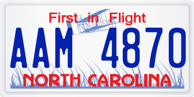 NC license plate AAM4870