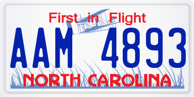 NC license plate AAM4893