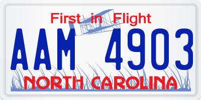 NC license plate AAM4903