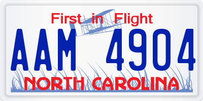 NC license plate AAM4904