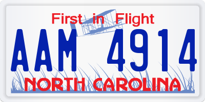 NC license plate AAM4914