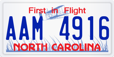 NC license plate AAM4916