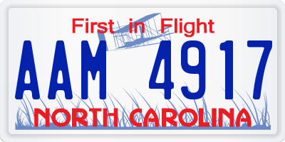 NC license plate AAM4917