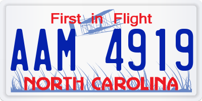 NC license plate AAM4919