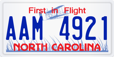NC license plate AAM4921