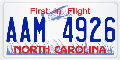 NC license plate AAM4926