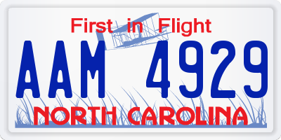 NC license plate AAM4929