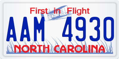 NC license plate AAM4930