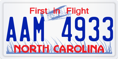 NC license plate AAM4933