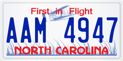 NC license plate AAM4947