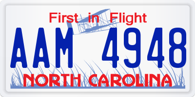 NC license plate AAM4948