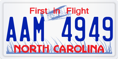 NC license plate AAM4949