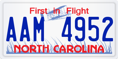NC license plate AAM4952
