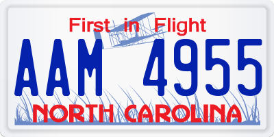NC license plate AAM4955