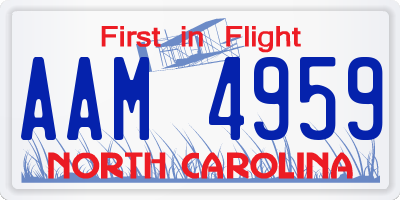 NC license plate AAM4959