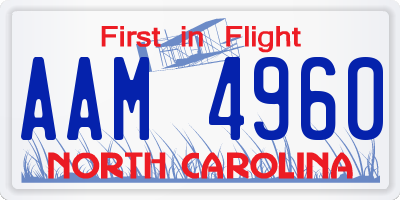 NC license plate AAM4960