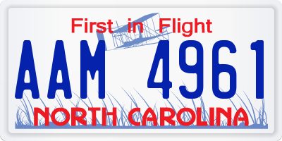 NC license plate AAM4961